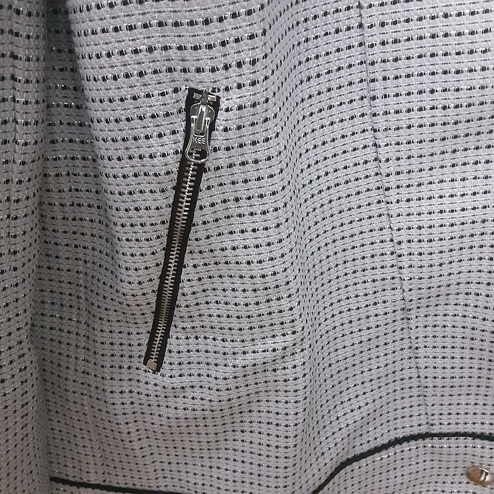 NWT Badgley Mischka Tweed Moto Jacket Grey Multi  Large - Picture 8 of 15